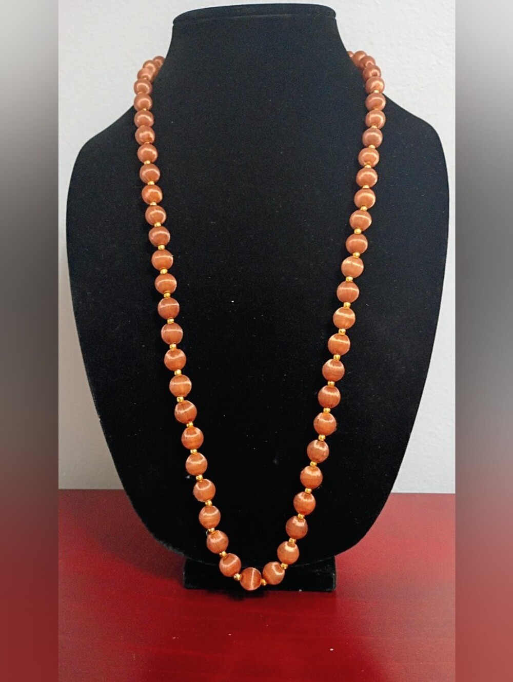 Burnt Orange Silk Thread Bead Necklace
